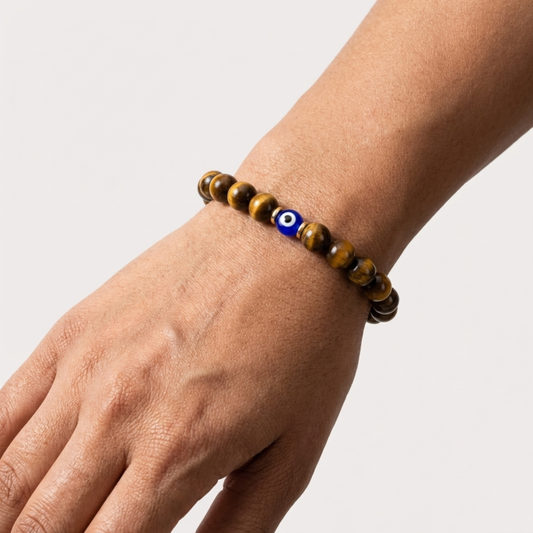 Leo Evil Eye Tigers Eye Crystal Protection Bracelet