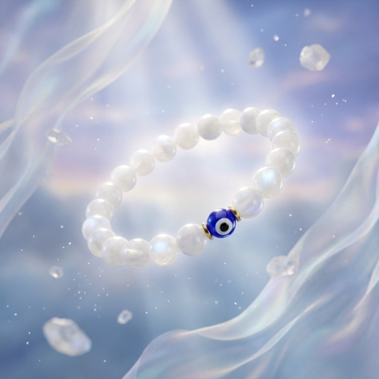 Cancer Evil Eye Moonstone Crystal Protection Bracelet