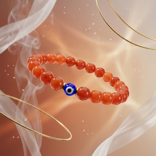 Aries Evil Eye Carnelian Crystal Protection Bracelet