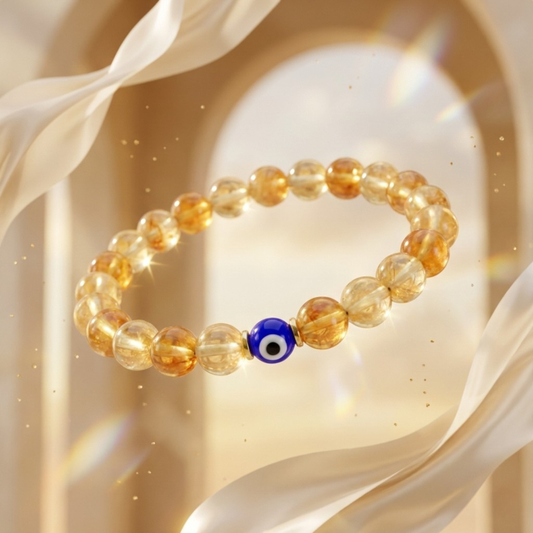 Gemini Evil Eye Citrine Crystal Protection Bracelet