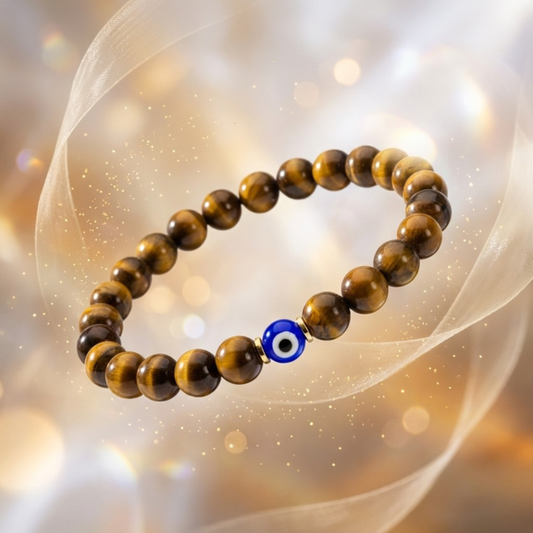 Leo Evil Eye Tigers Eye Crystal Protection Bracelet