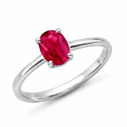 Oval Natural Red Garnet Sterling Silver Classic Ring