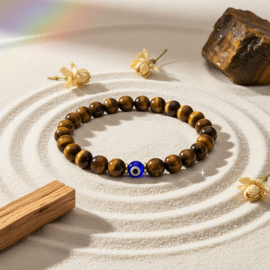 Leo Evil Eye Tigers Eye Crystal Protection Bracelet