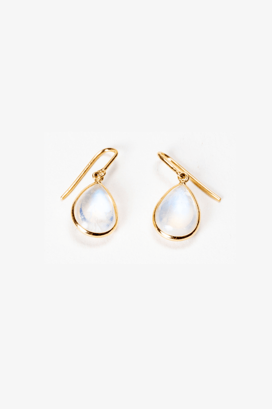 18k REAL Yellow Gold Moonstone Crystal Earring - Eat.Read.Love.
