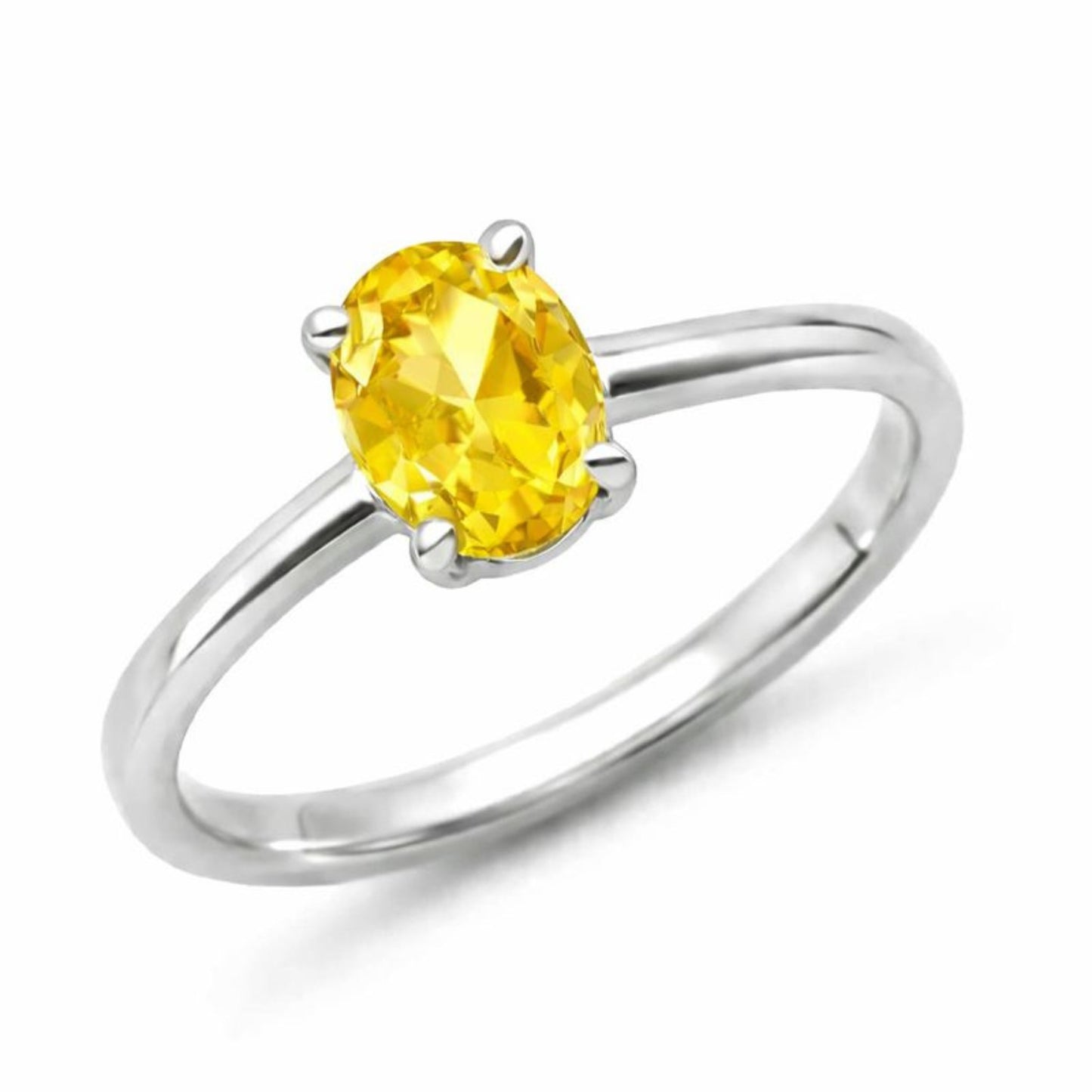 Oval Natural Citrine Sterling Silver Classic Ring