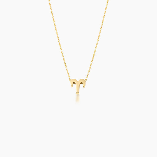 Aries Zodiac Glyph Necklace - 24k Gold Plated