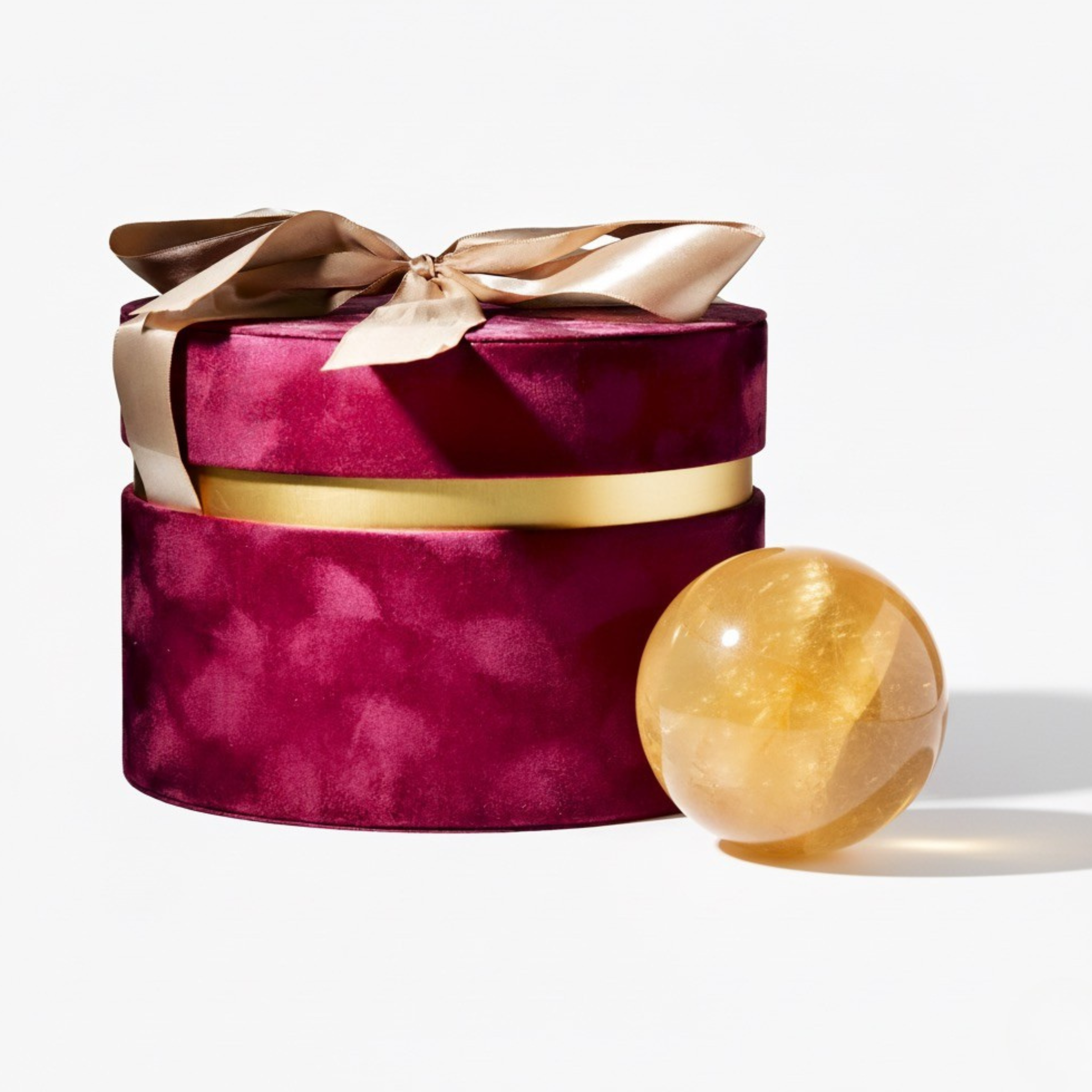 Large Citrine Crystal Sphere Gift Box Set