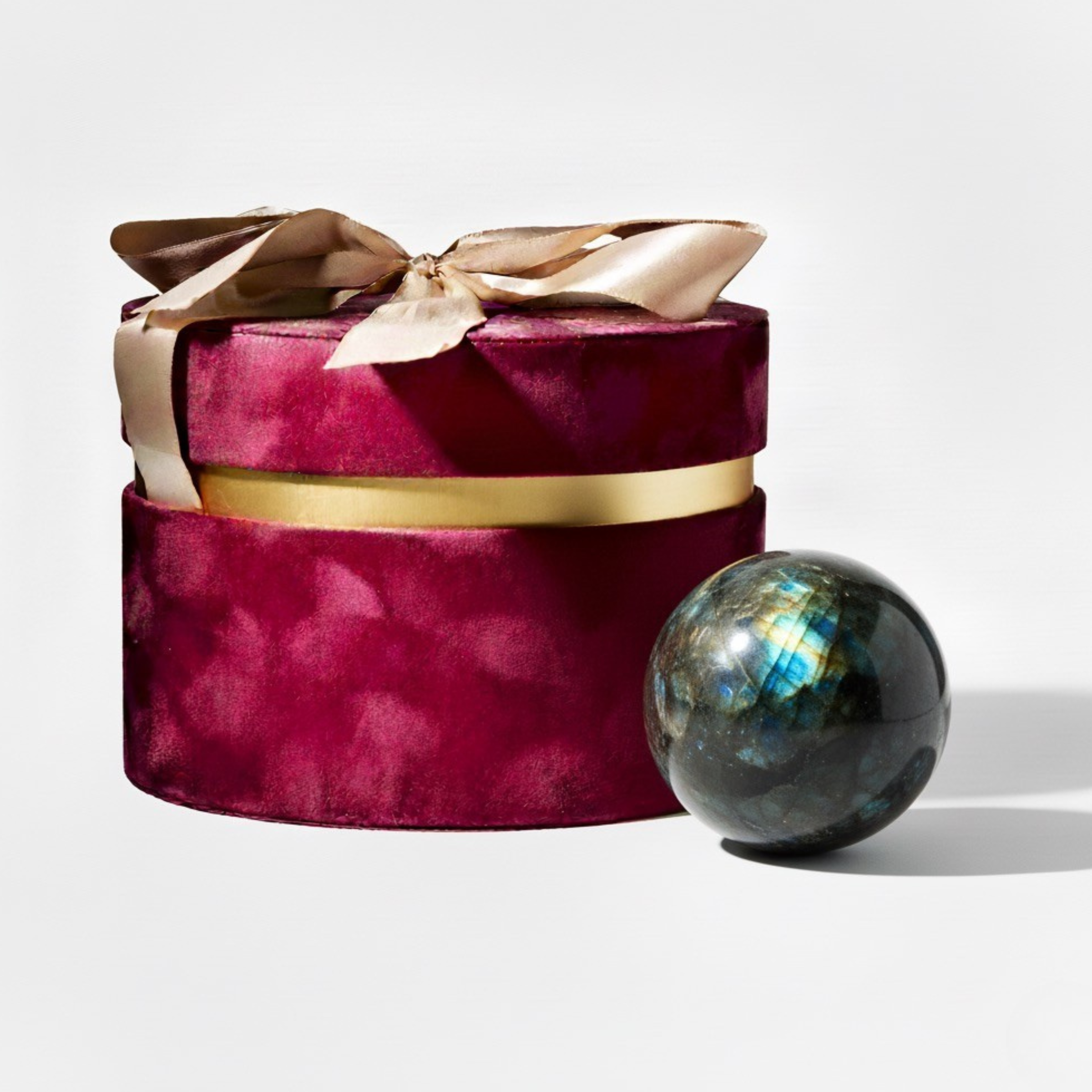 Large Labradorite Crystal Sphere Gift Box Set
