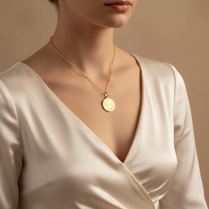 Taurus Zodiac Sign Gold Medallion Necklace