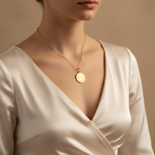 Taurus Zodiac Sign Gold Medallion Necklace