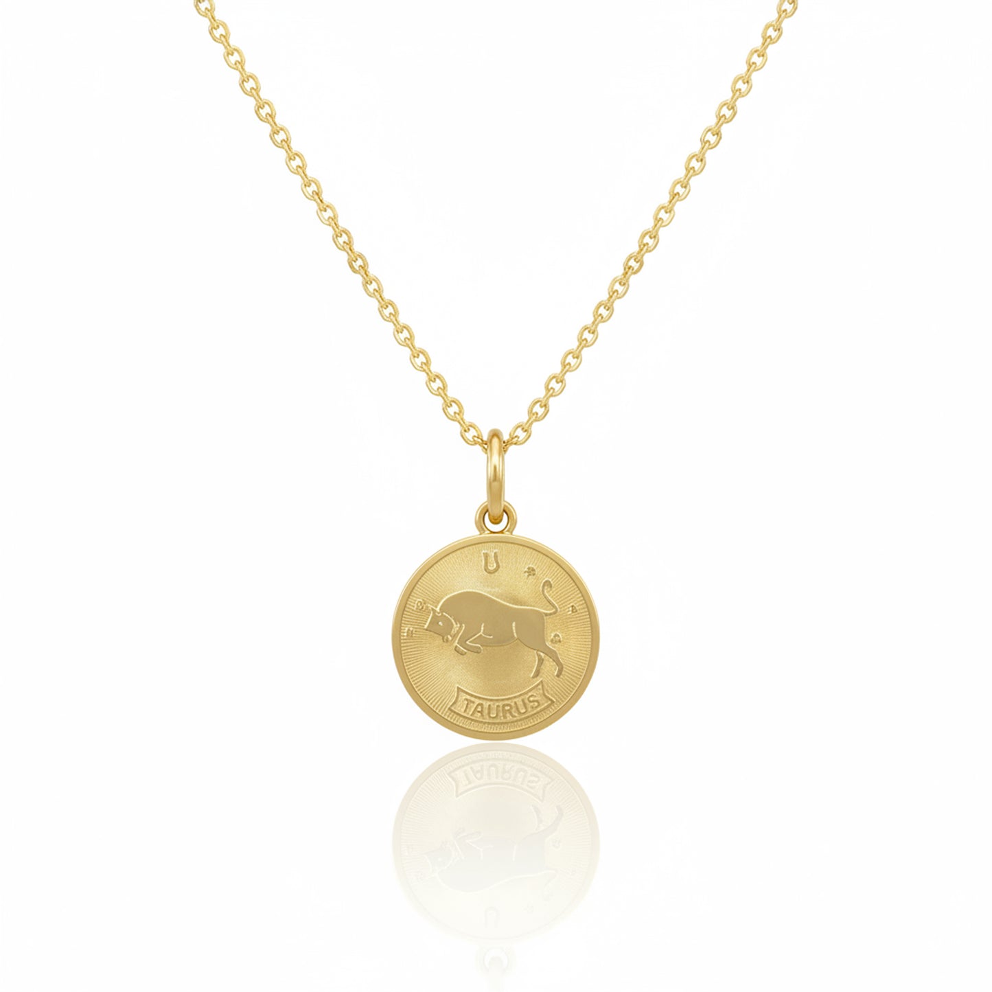 Taurus Zodiac Sign Gold Medallion Necklace