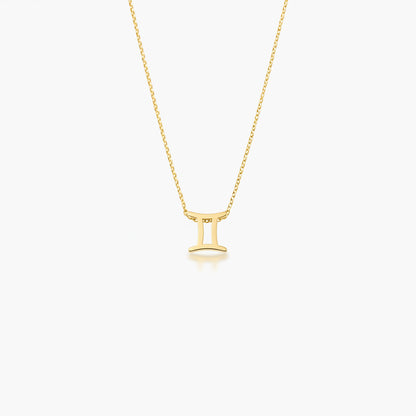 Gemini Zodiac Glyph Necklace - 24k Gold Plated