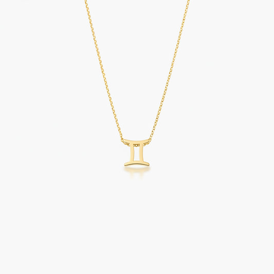 Gemini Zodiac Glyph Necklace - 24k Gold Plated