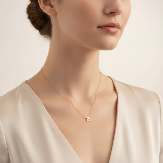 Gemini Zodiac Glyph Necklace - 24k Gold Plated