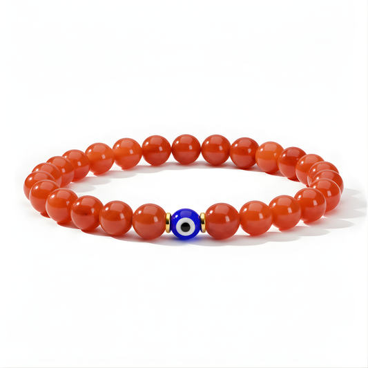 Aries Evil Eye Carnelian Crystal Protection Bracelet
