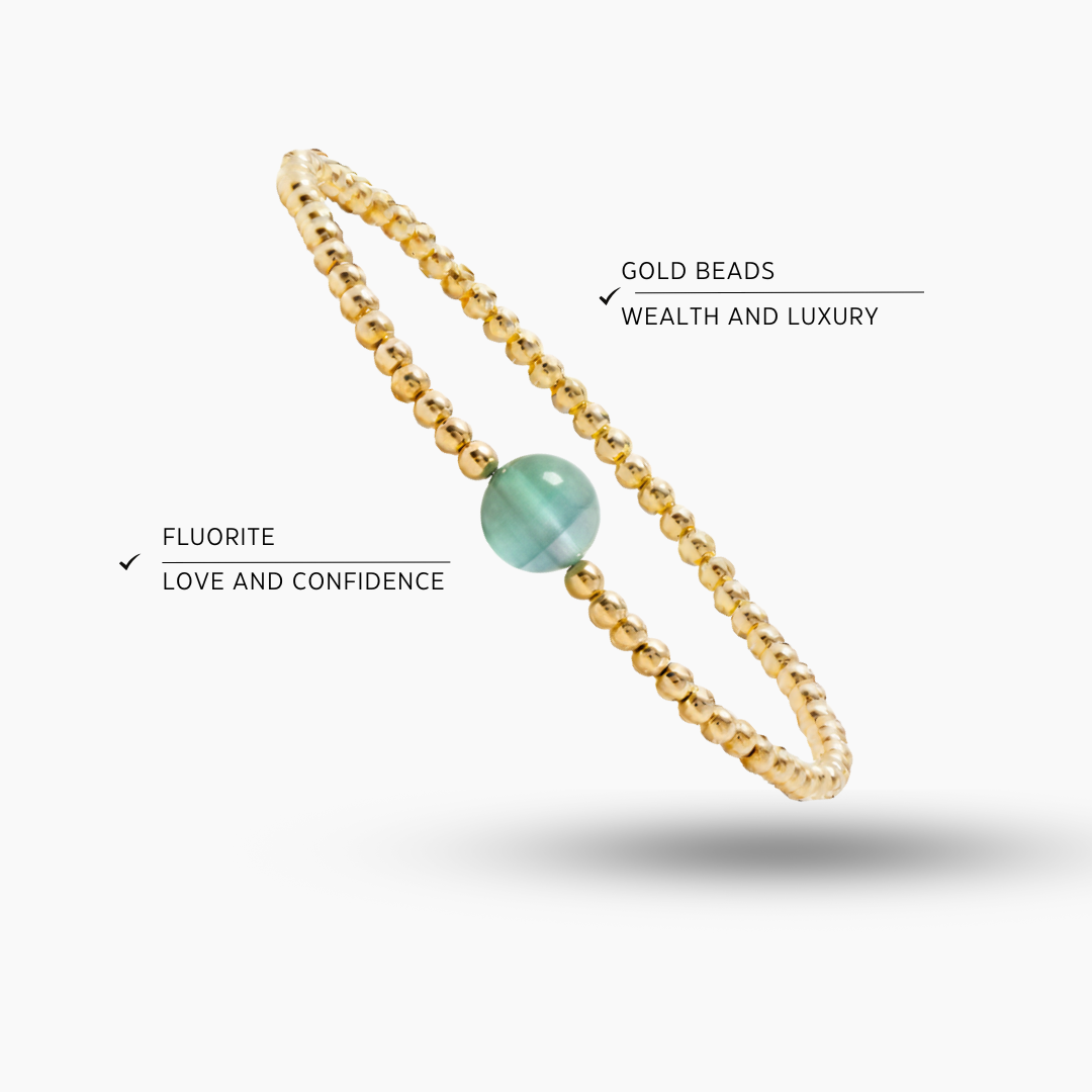 Libra Golden Zodiac Fluorite 2026 Bracelet REAL Gold