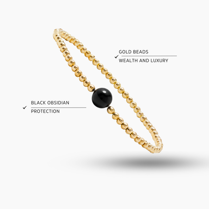 Scorpio Golden Zodiac Black Obsidian 2026 Bracelet REAL Gold