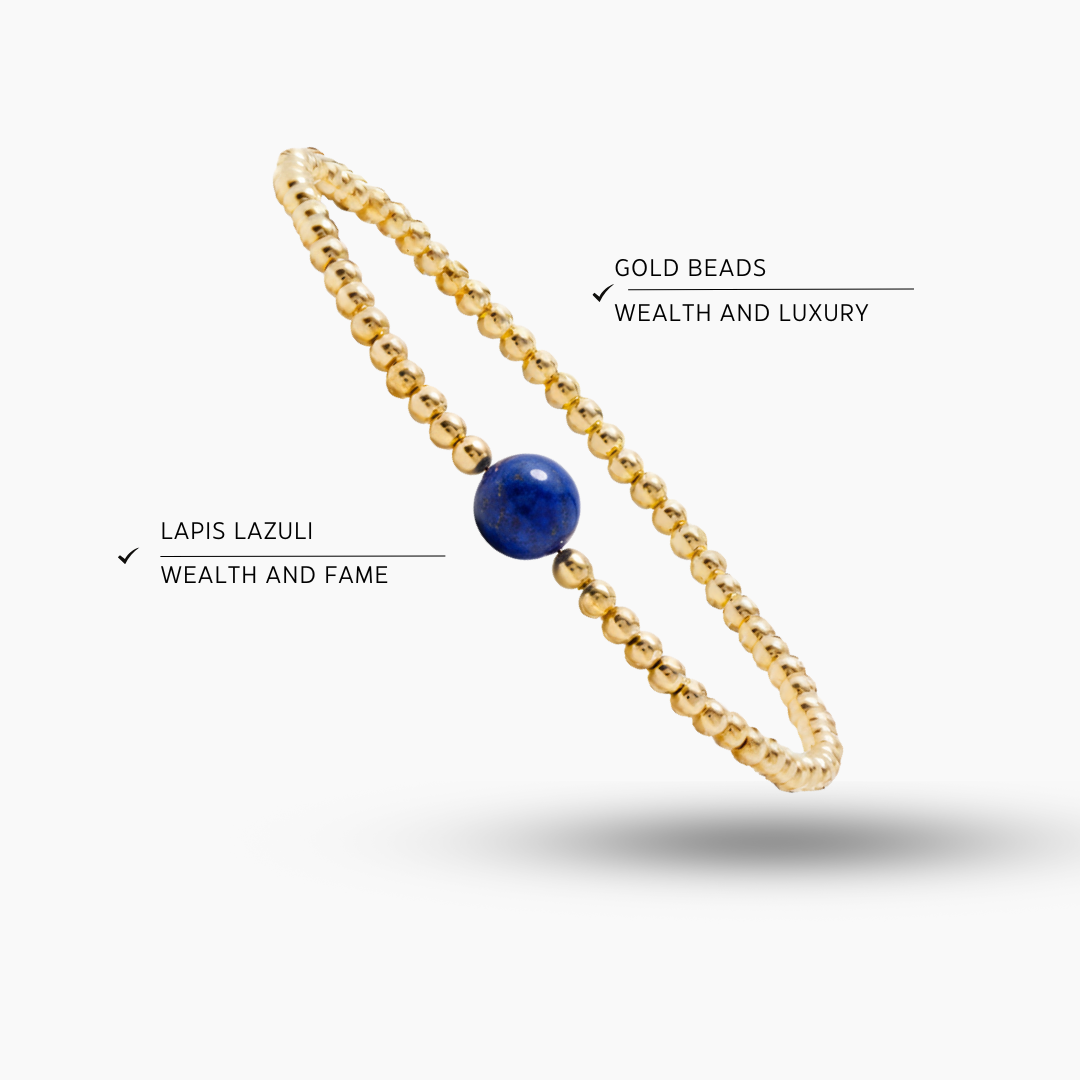 Aries Golden Zodiac Lapis Lazuli 2026 Bracelet REAL Gold