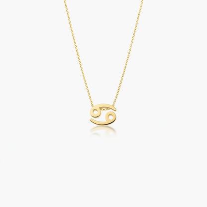 Cancer Zodiac Glyph Necklace - 24k Gold Plated