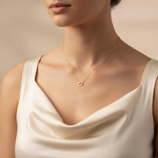 Cancer Zodiac Glyph Necklace - 24k Gold Plated