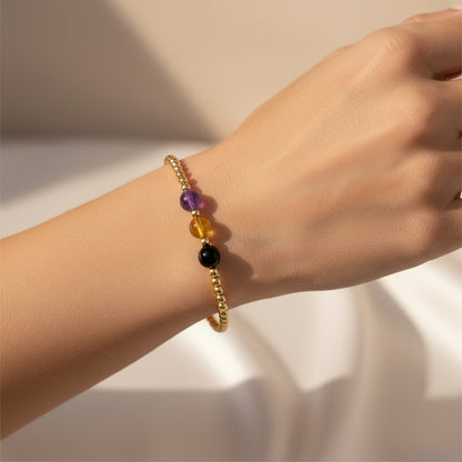 Capricorn Love and Money Golden Bracelet with REAL Gold