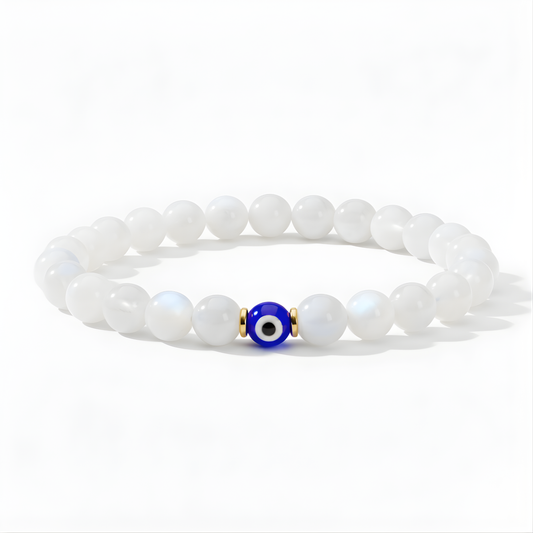 Cancer Evil Eye Moonstone Crystal Protection Bracelet