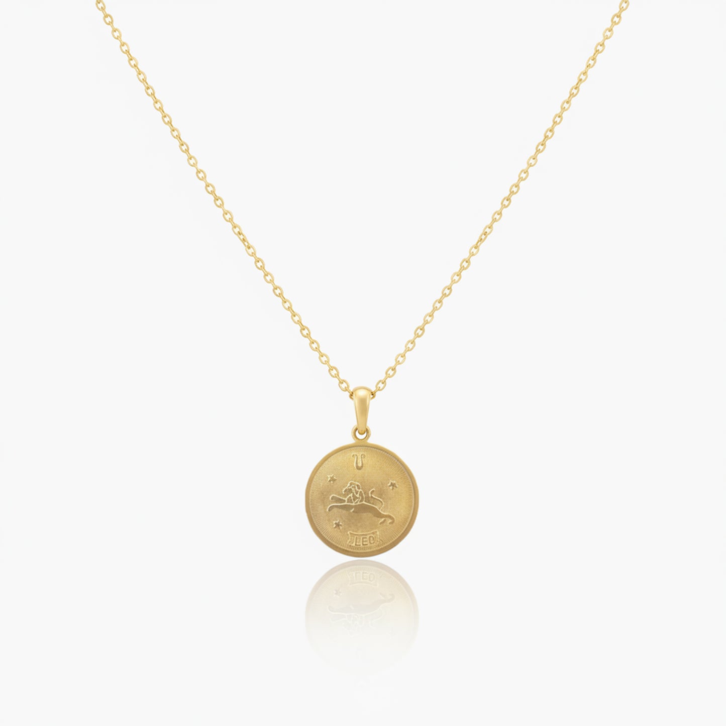 Leo Zodiac Sign Gold Medallion Necklace