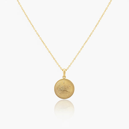 Leo Zodiac Sign Gold Medallion Necklace