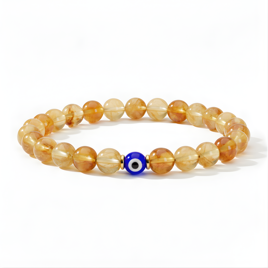 Gemini Evil Eye Citrine Crystal Protection Bracelet