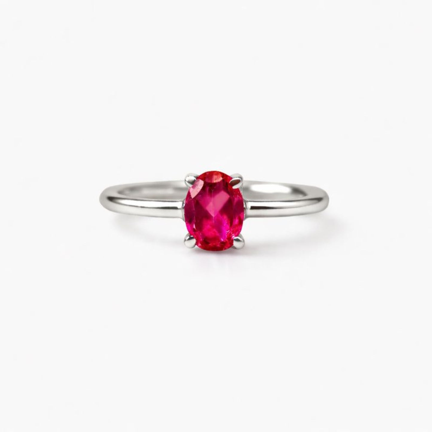 Oval Natural Red Garnet Sterling Silver Classic Ring