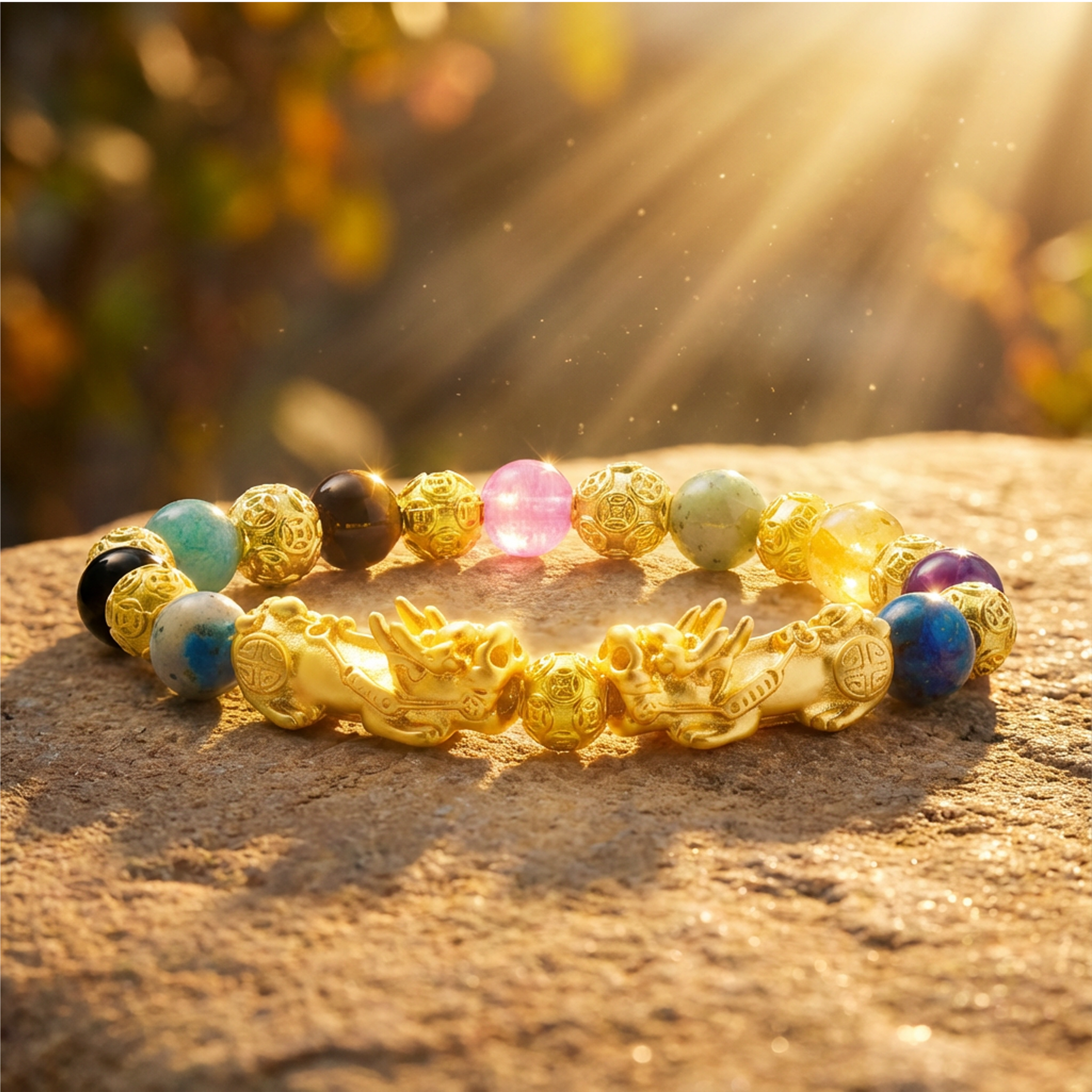 Surya Pixiu Multi Fortune Gemstone Bracelet