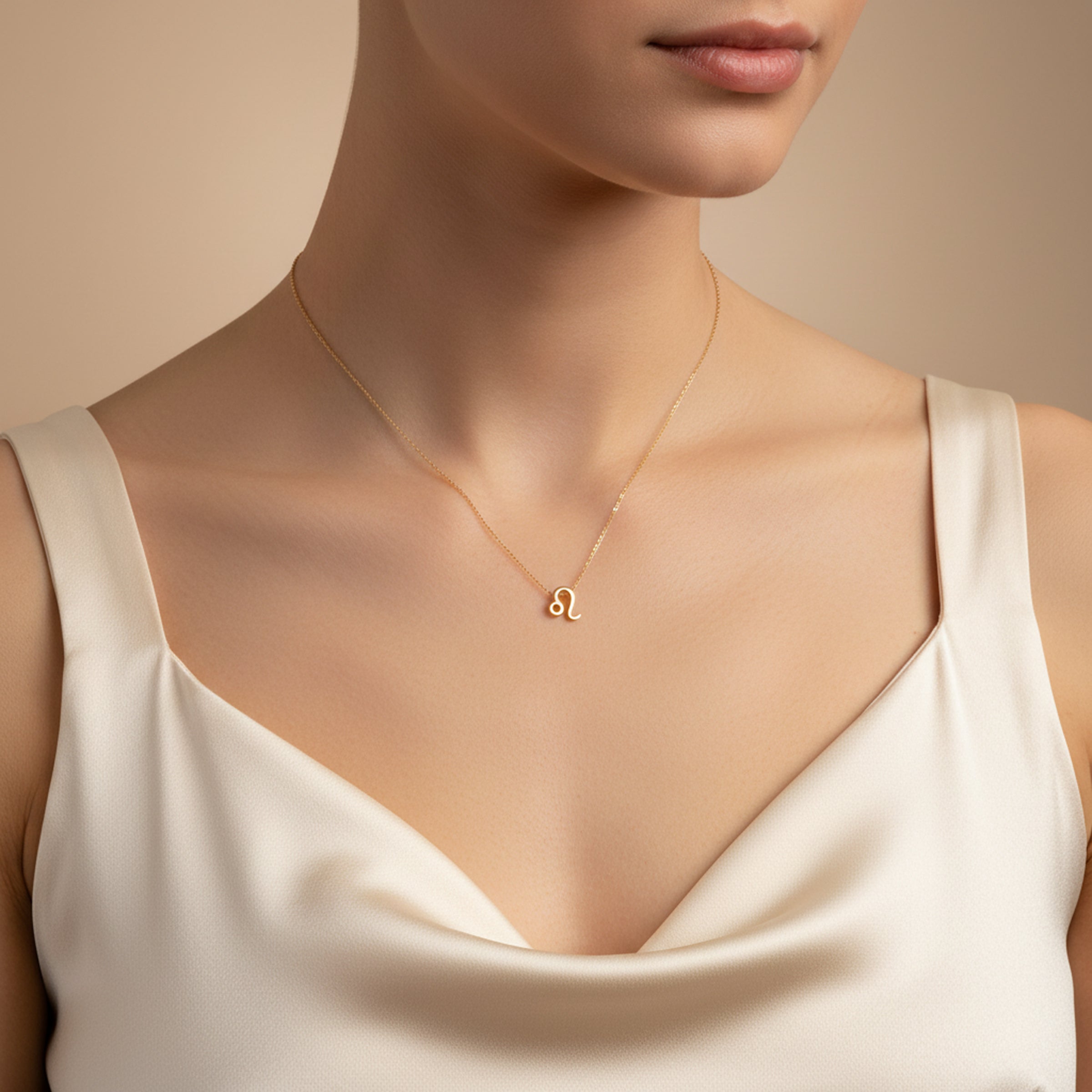 Leo Zodiac Glyph Necklace - 24k Gold Plated
