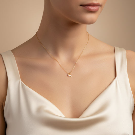 Leo Zodiac Glyph Necklace - 24k Gold Plated