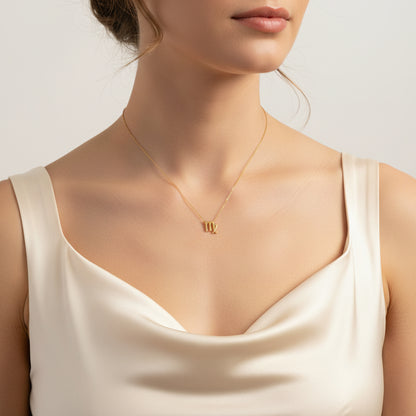 Virgo Zodiac Glyph Necklace - 24k Gold Plated