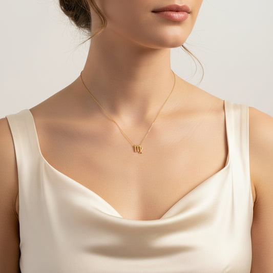 Virgo Zodiac Glyph Necklace - 24k Gold Plated