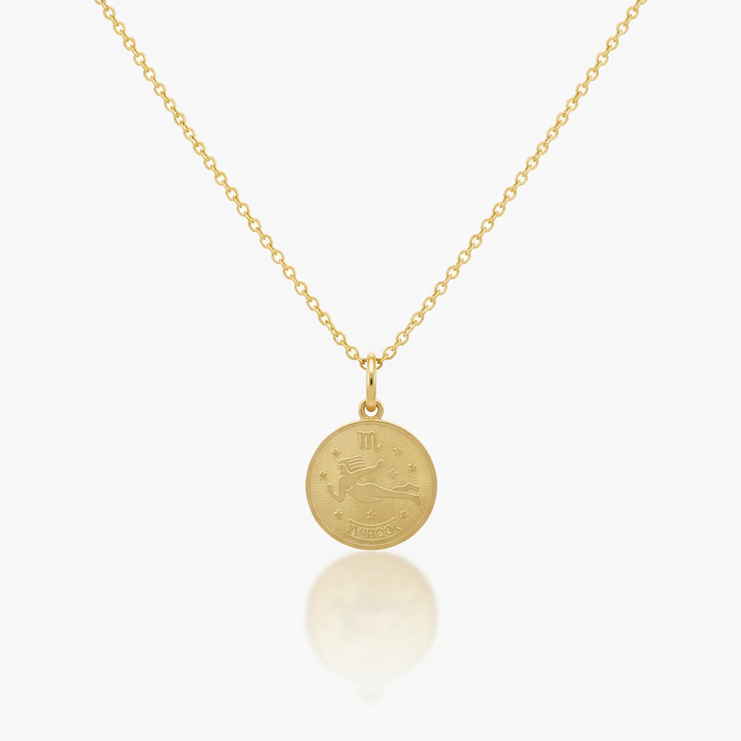 Virgo Zodiac Sign Gold Medallion Necklace