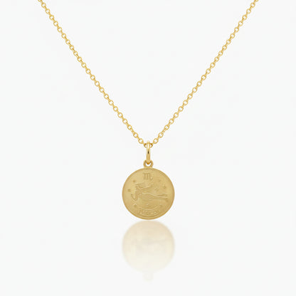 Virgo Zodiac Sign Gold Medallion Necklace
