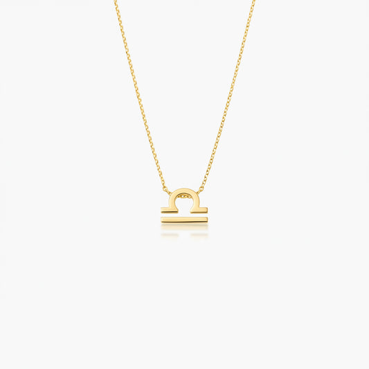 Libra Zodiac Glyph Necklace - 24k Gold Plated