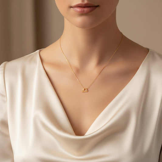 Libra Zodiac Glyph Necklace - 24k Gold Plated