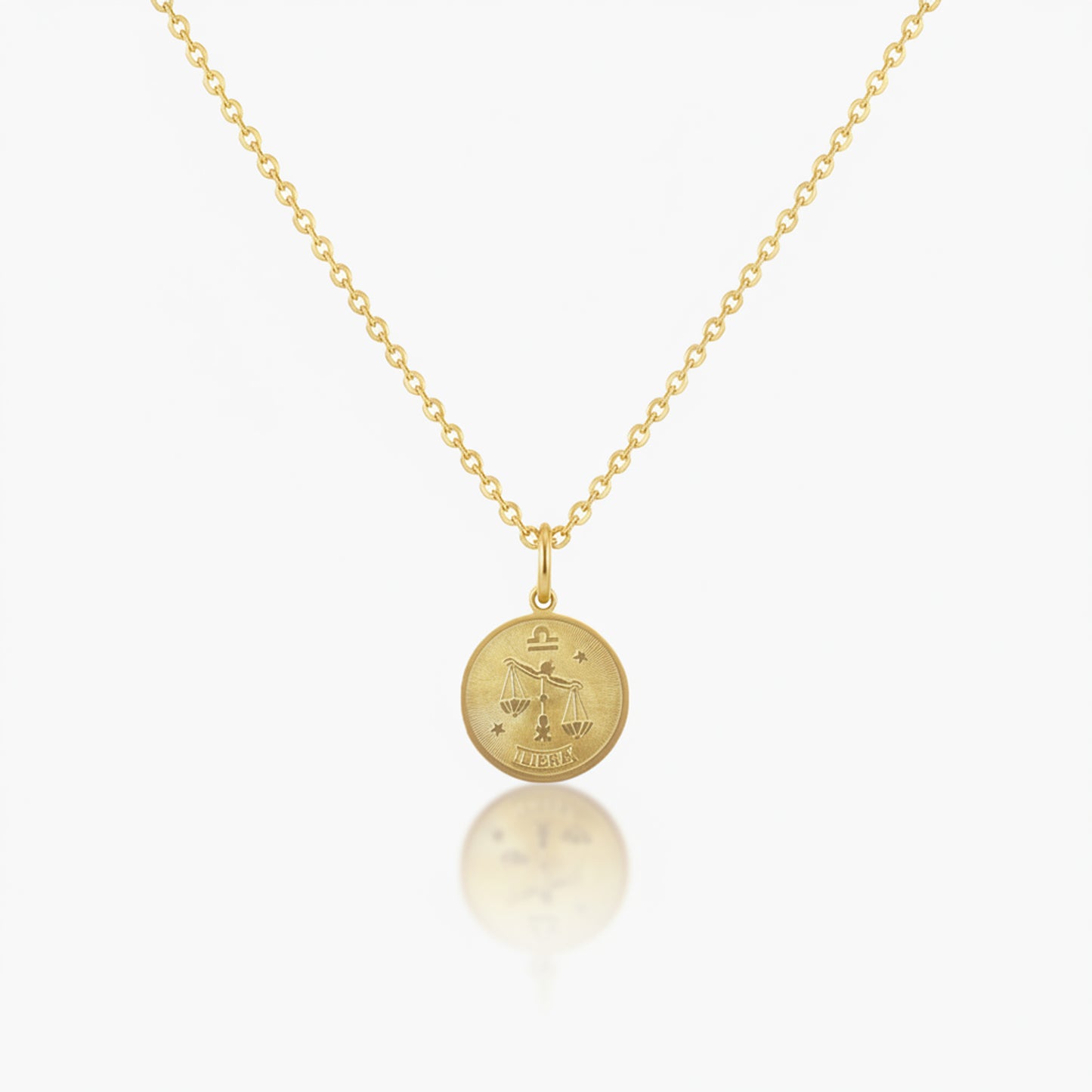 Libra Zodiac Sign Gold Medallion Necklace