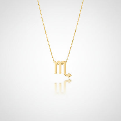 Scorpio Zodiac Glyph Necklace - 24k Gold Plated