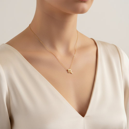 Scorpio Zodiac Glyph Necklace - 24k Gold Plated