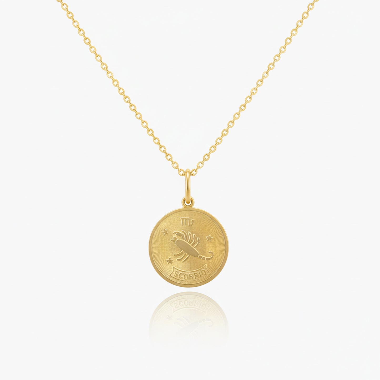 Scorpio Zodiac Sign Gold Medallion Necklace