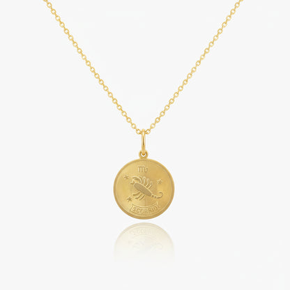 Scorpio Zodiac Sign Gold Medallion Necklace