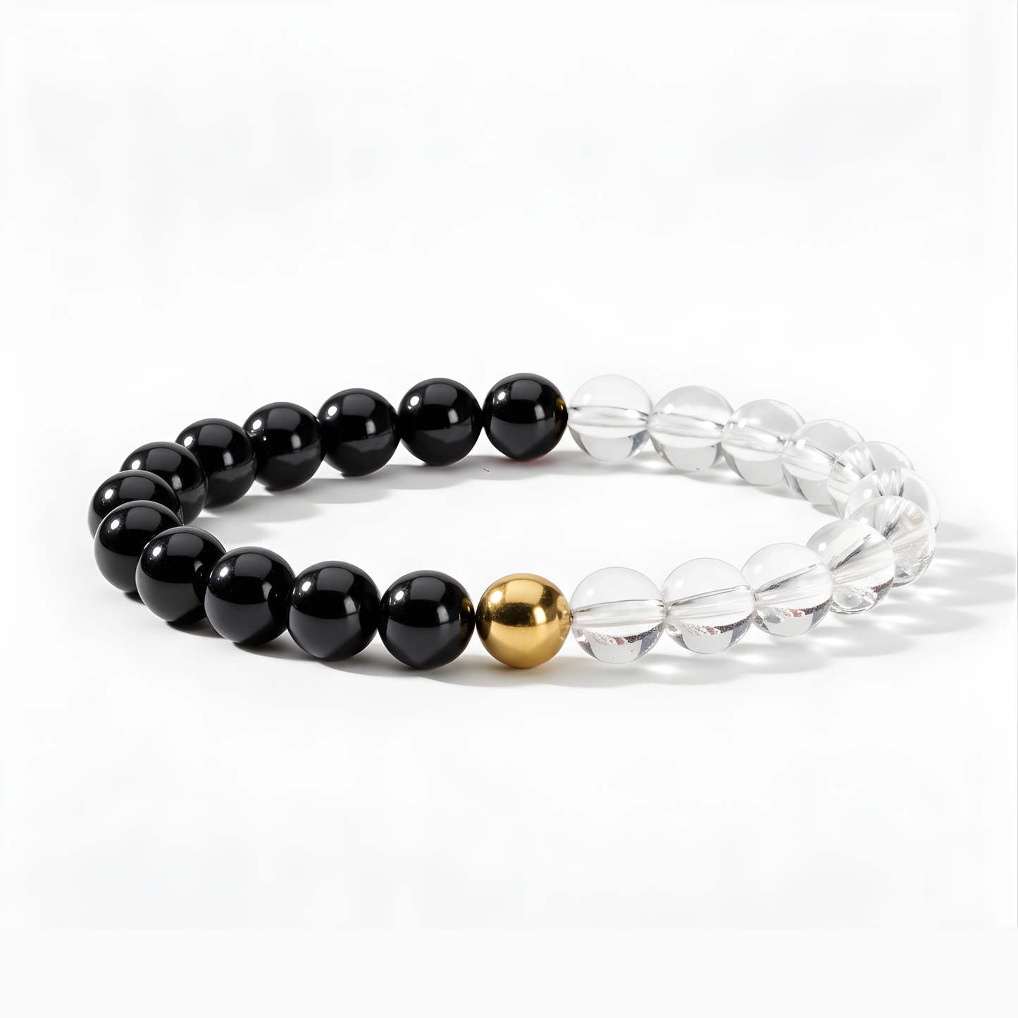 Black Obsidian & Clear Quartz Dual Energy Protection Crystal Bracelet