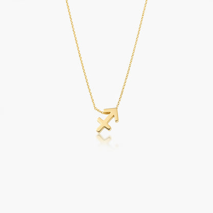 Sagittarius Zodiac Glyph Necklace - 24k Gold Plated