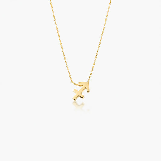 Sagittarius Zodiac Glyph Necklace - 24k Gold Plated
