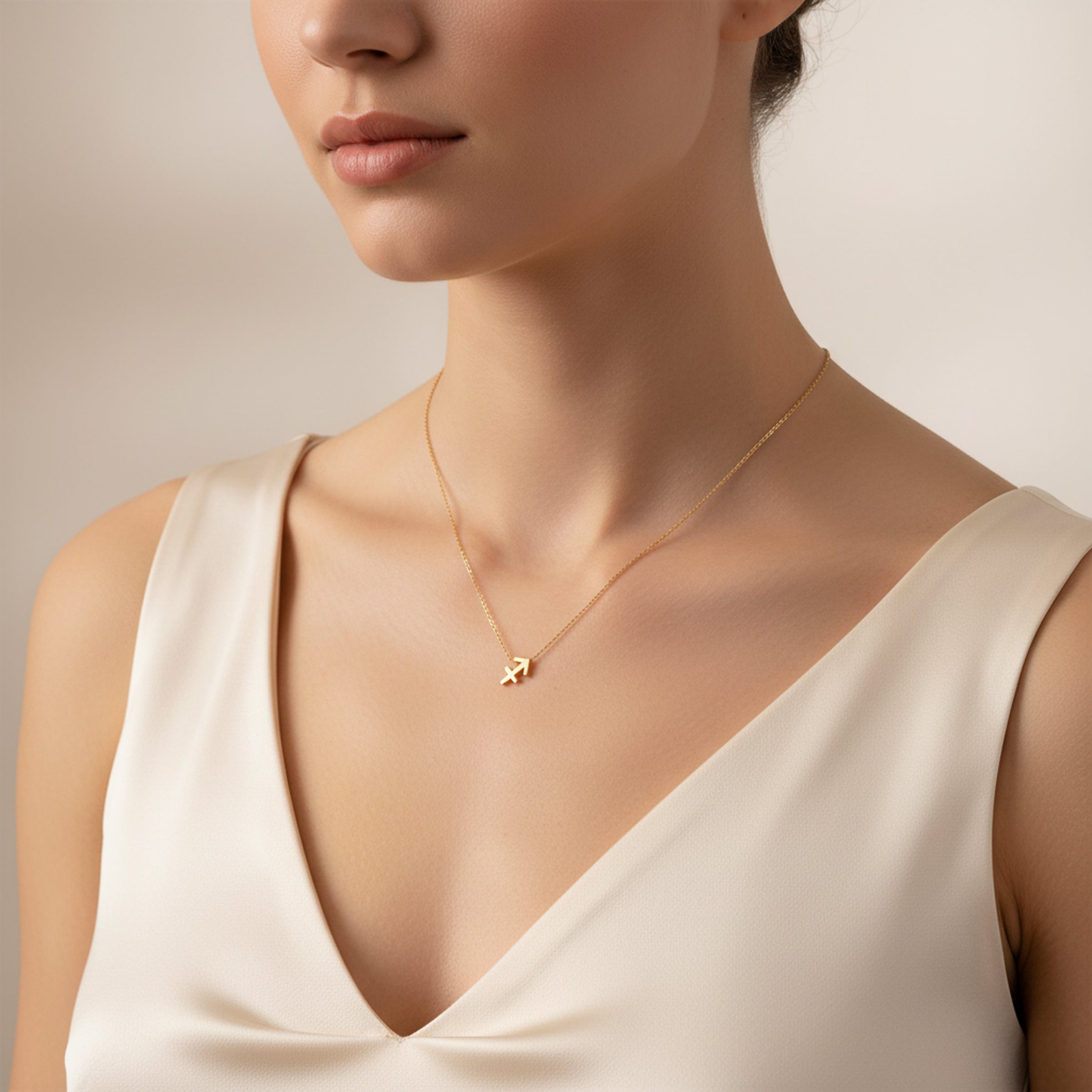 Sagittarius Zodiac Glyph Necklace - 24k Gold Plated