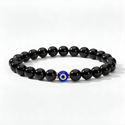 Scorpio Evil Eye Black Obsidian Crystal Protection Bracelet