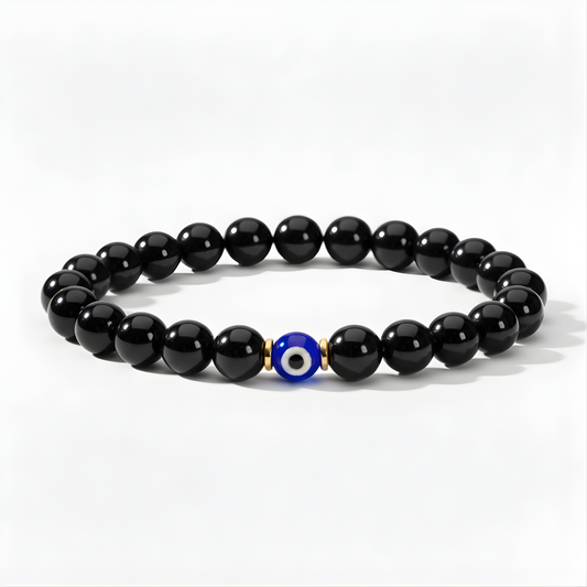 Scorpio Evil Eye Black Obsidian Crystal Protection Bracelet